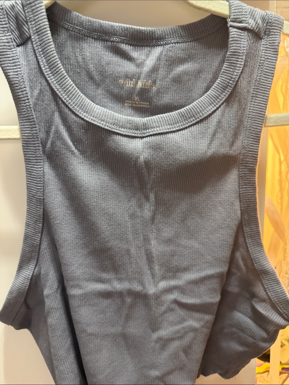 wild fable Gray Ribbed Scoop Neck Tank Top